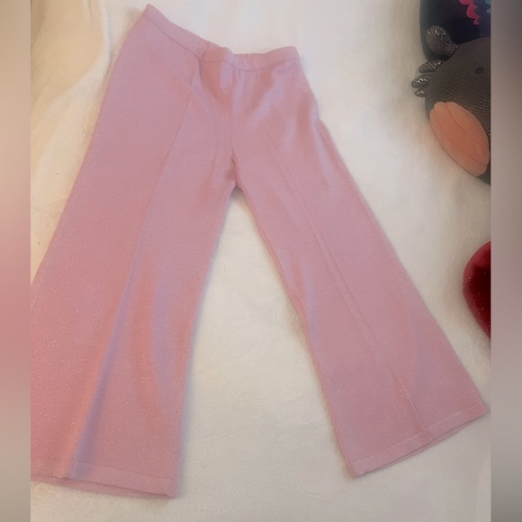 ST JOHN EVENING WOOL BLEND PANTS 💓 Pastel Pink SILVER SPARKLE SIZE 12 LARGE 💓 - Picture 1 of 12